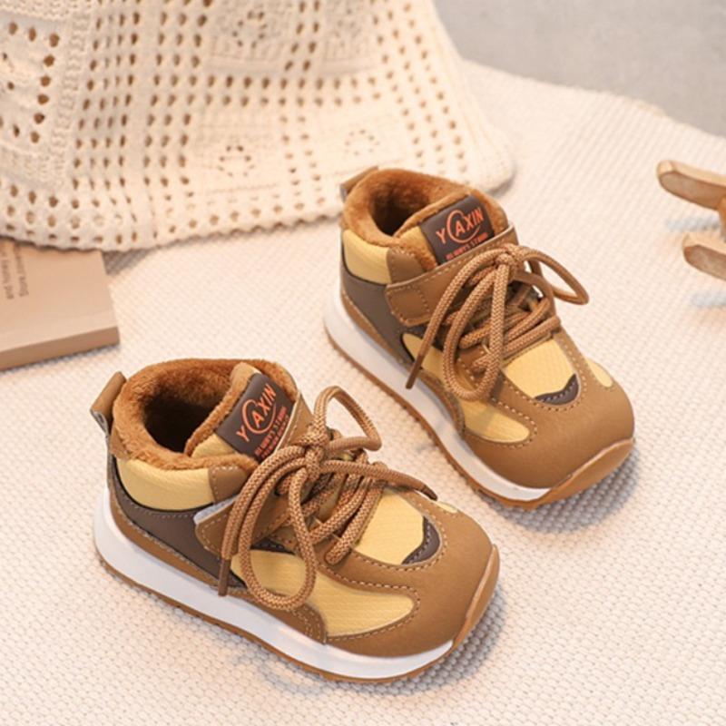 Zimowe Modne Bawełniane Buty Dziecięce dla Chłopców Miękkosolowe Wszechstronne Buty Codzienne Podwójna Bawełna Podszyte Polarem Ciepłe Buty do Biegania