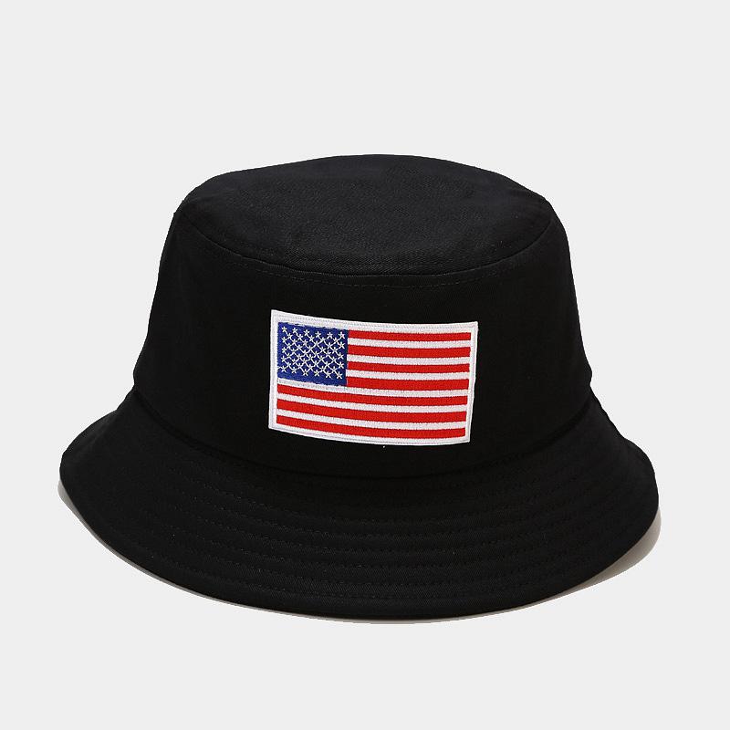 Hot Sale American Flag Labelled Bucket Hat Men and Women Embroidered Sunscreen Basin Hat Sun Hat
