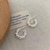 Elegant French C-Shaped Silver Earrings for Women, Niche Design, Cool Style, S925 Silver Studs, Retro Accessory