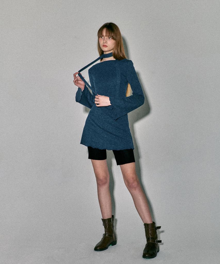 Kkuape Knit Onepiece & Muffler Set_Denim Blue