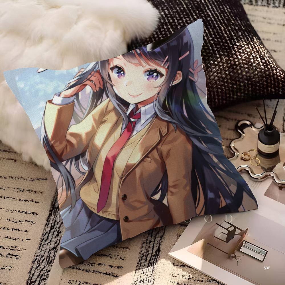 Rascal Does Not Dream Of Bunny Girl Cushion Cover Decorative Pillow Sofa Home Decor Case Pillow Cases