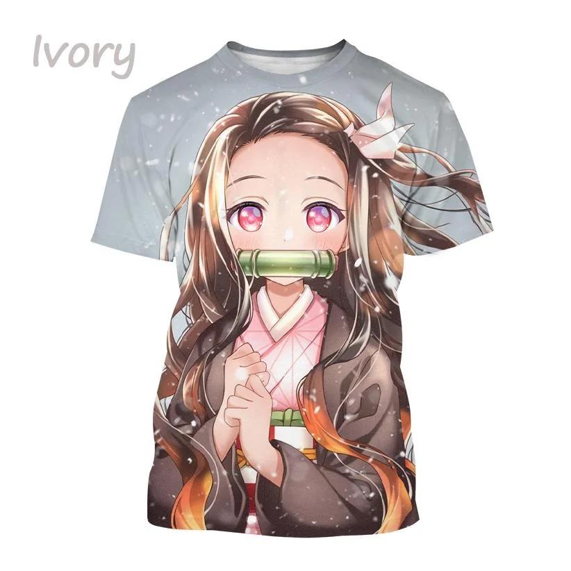 Demon Slayer Anime Character Collection 3D Printing Harajuku Style Nezuko Mitsuri Shinobu Kanao Unisex Short-sleeved Top