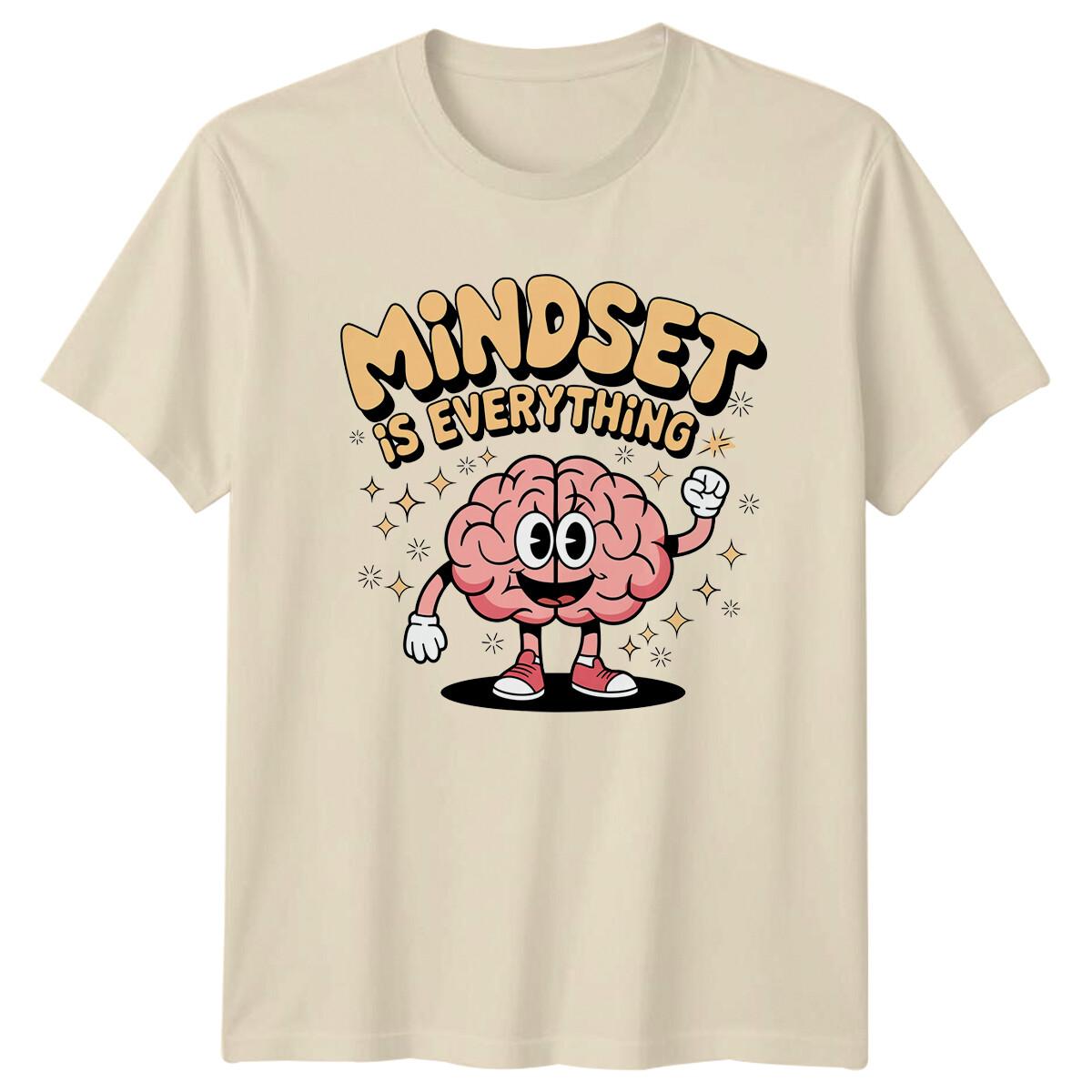 Mindset Is Everything T-Shirt, Retro Cartoon Brain Graphic Tee XXXXL