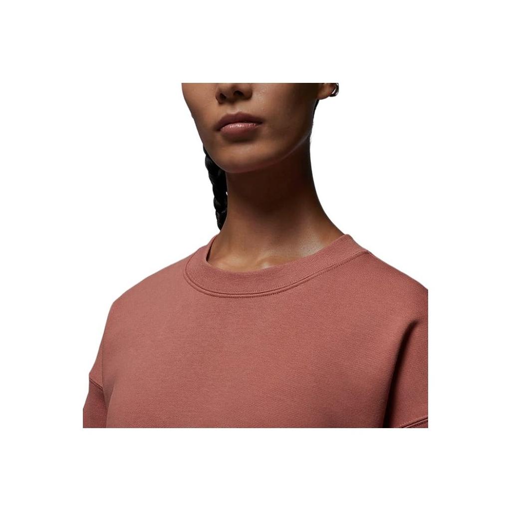 Jordan Solid Color Crew Neck Loose Long Sleeve Sweatshirt Women Tops Brick-Red FB5117-810