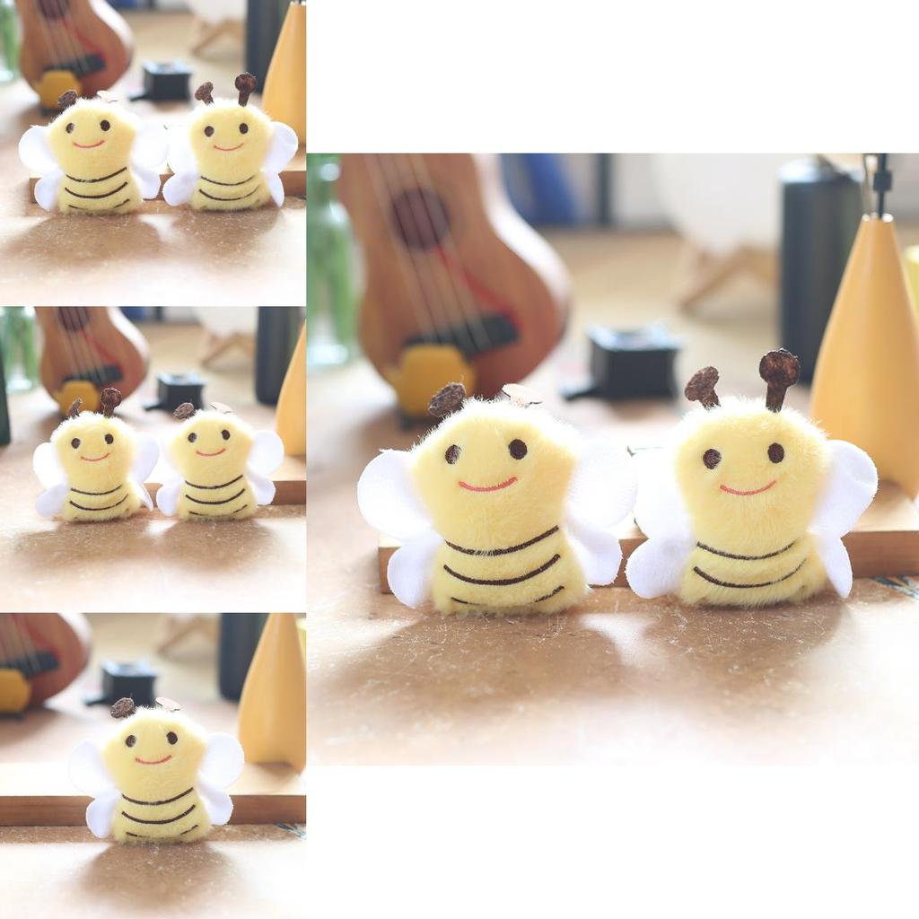 Pp Cotton Short Plush Bee Stuffed Animal Keychain Backpack Accessory Gift For Kids Girls