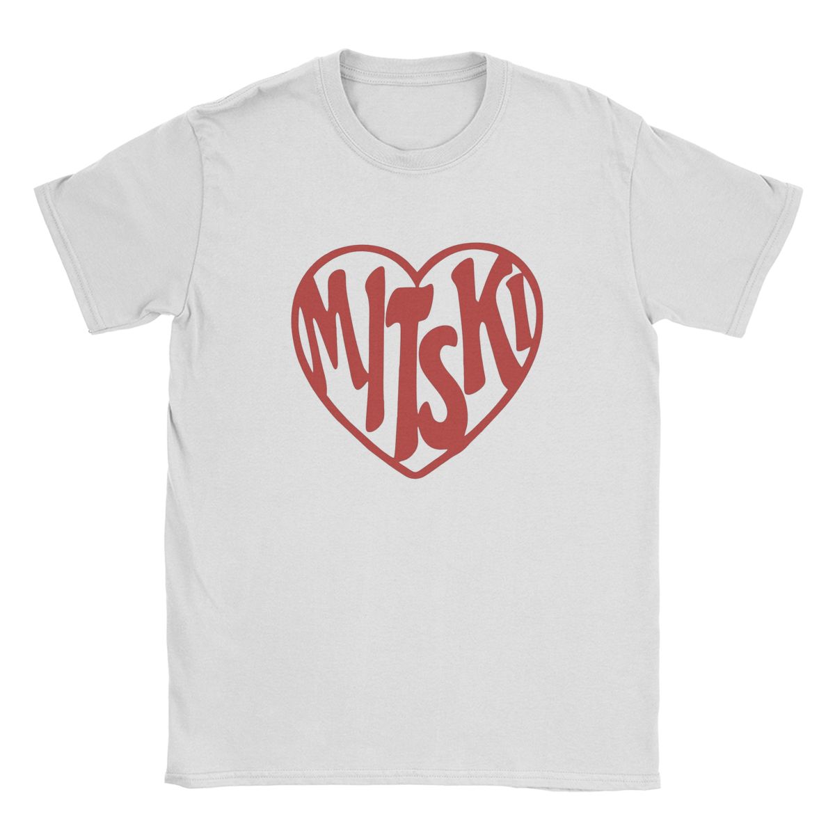 

Мужские футболки Mitski The Love Red Hearth Романтическая музыка Новинка Футболки с коротким рукавом и круглым вырезом Футболки из чистого хлопка Идея для подарка S белый