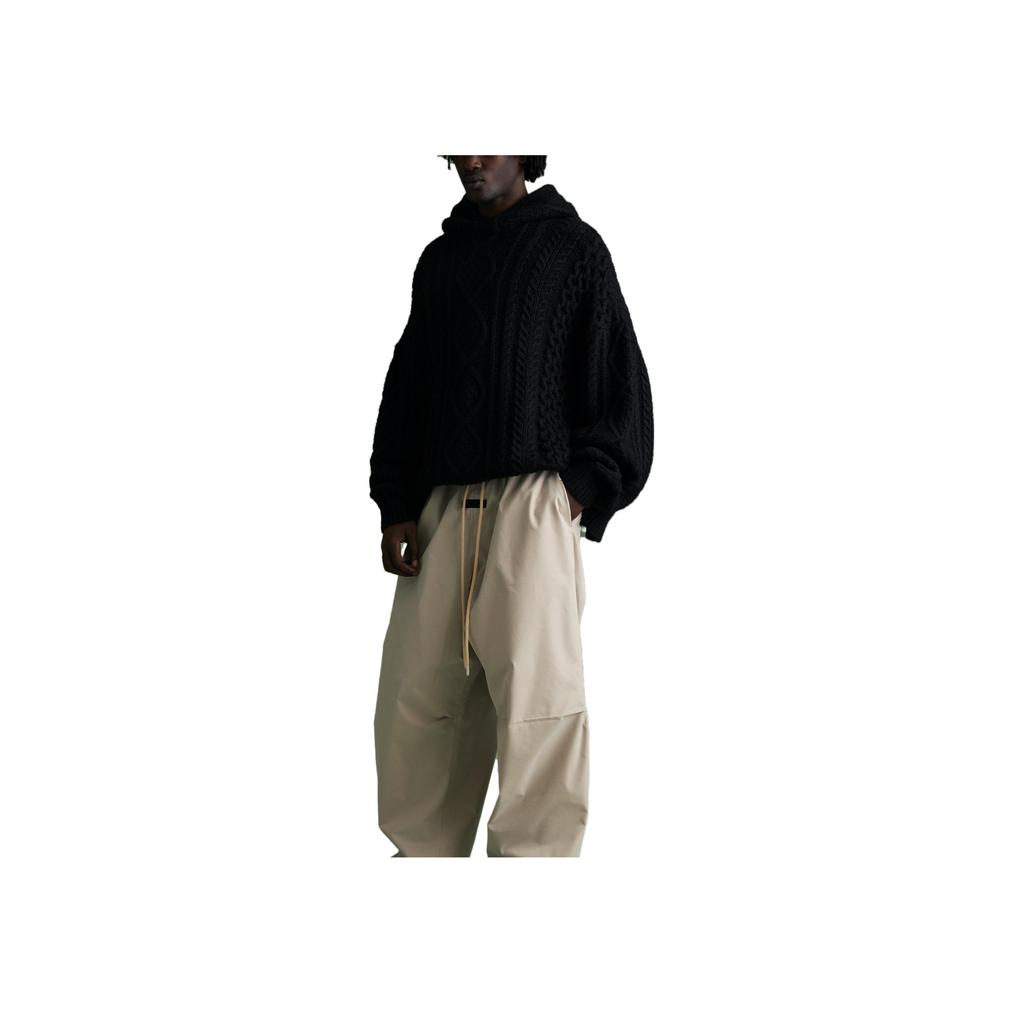 Fear of God Essentials Cable Knit Hoodie Jet Black Men Tops 192BT234390F