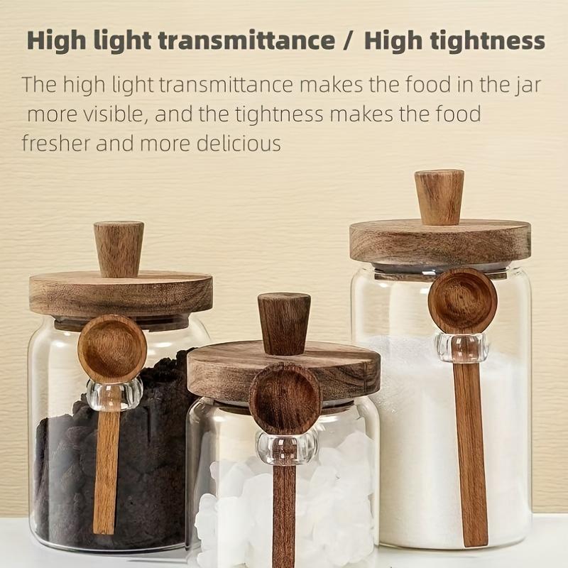 Glass Coffee Bean Storage Jar with Spoon Airtight Seal for Home Use
