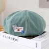 Bow print puppy cherry beret female spring summer thin breathable face small painter newsboy hat