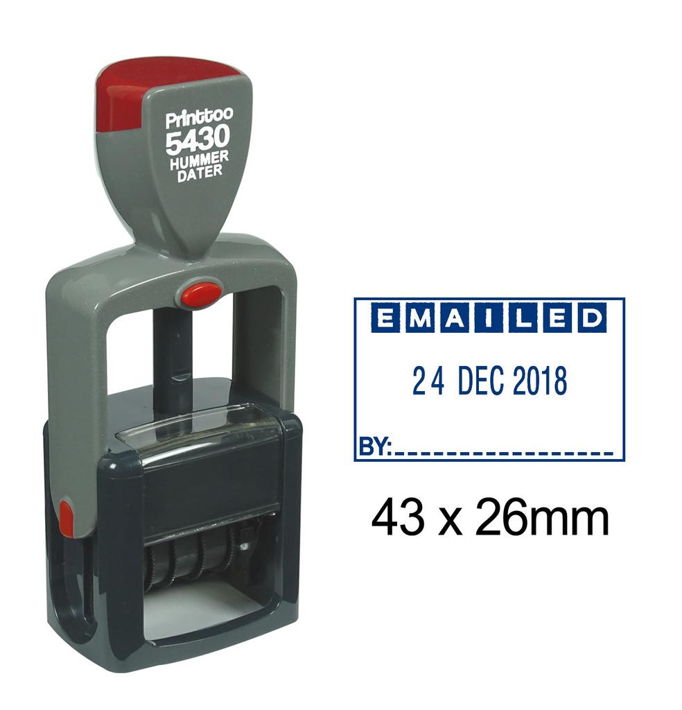 Printtoo Heavy Duty Dater Stamp With Emailed By Text & Sign Space Self Inking Date Rubber