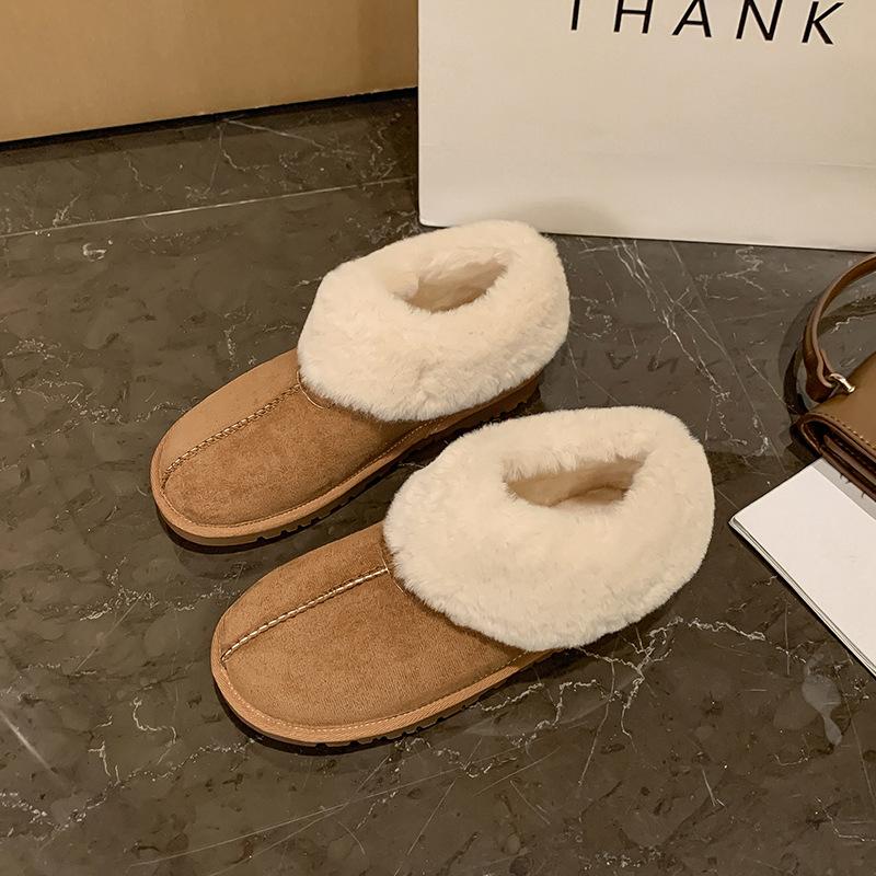 Thick-soled fur integrated snow boots for women to wear in winter piled and thickened short boots 35 малиновый 5298₽