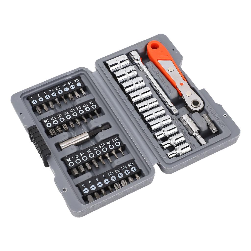 Set 47 Buc. Cheie Clichet Șurubelniță Socluri Acționare 1/4 Inch Biți Șurubelniță Dreaptă Cruce Stea 25mm