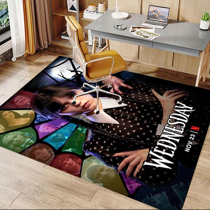 1pc Wednesday Addams Family Carpet for Playroom Bedroom Living Room Sofa Home Decor,kids Game Area Rug Non-slip Floor Mat Y82671