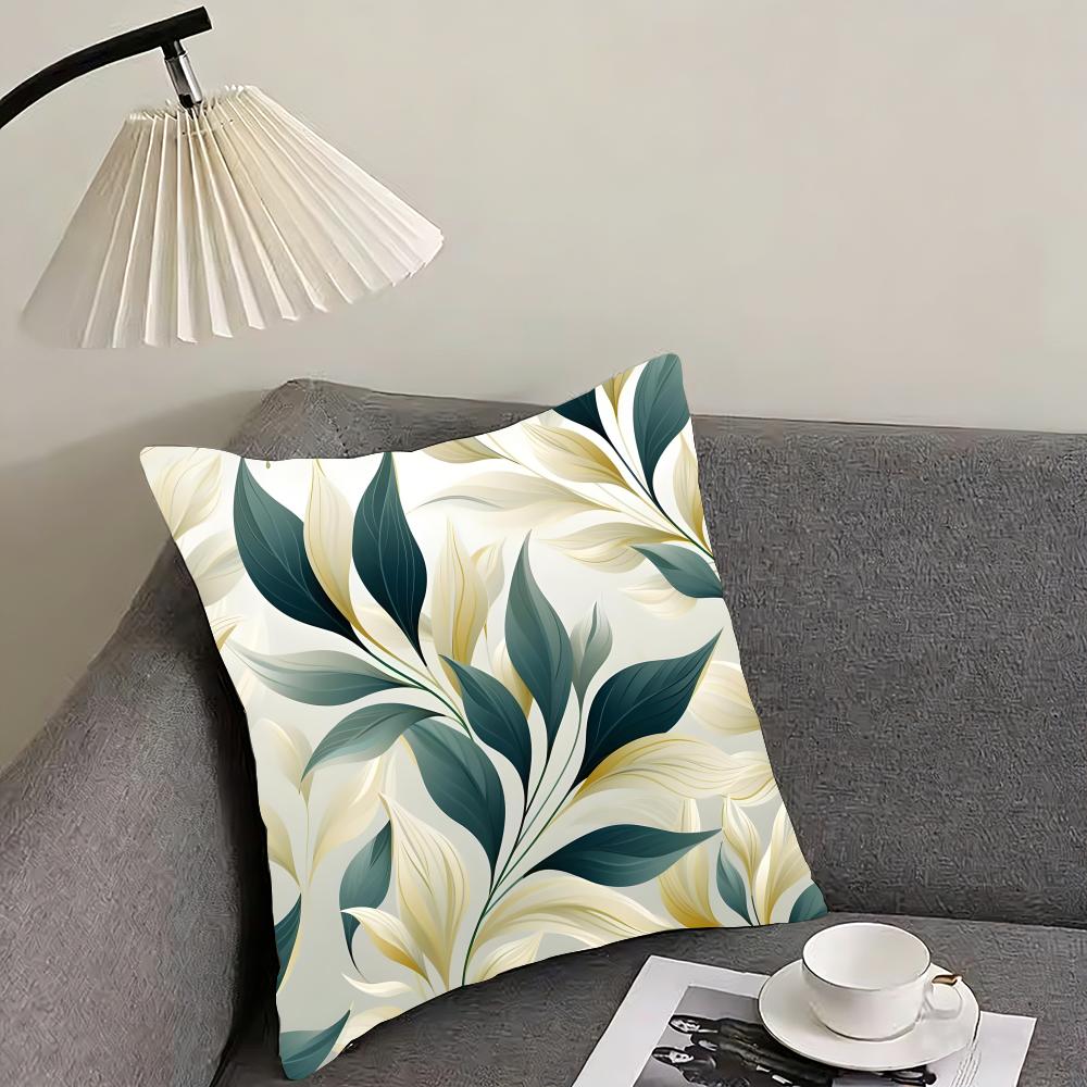 Leaves Ins Cushion Cover Pillowcase Ultra Soft Skin Friendly Fabric Cloud Like Comfort & Concealed Zipper