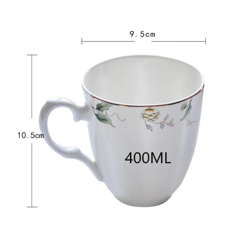 

400ML Bone China Coffee Cup, Floral Pumpkin Design Porcelain Mug, Teacup Mugs Ceramic for Home 400ml