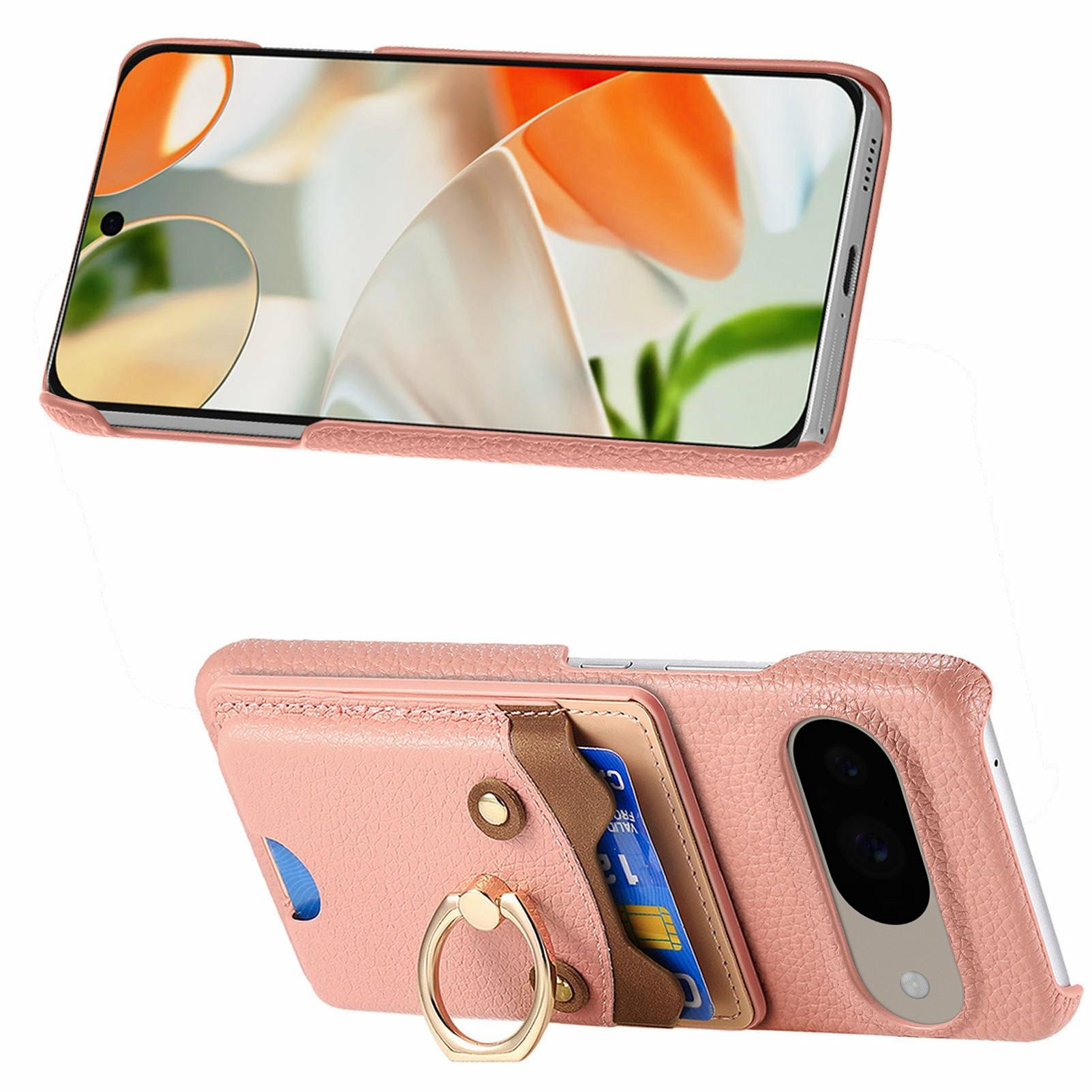 

For Google Pixel 9/9 Pro Case Cute Bear Design PU Leather+TPU Card Holder Phone Cover Black