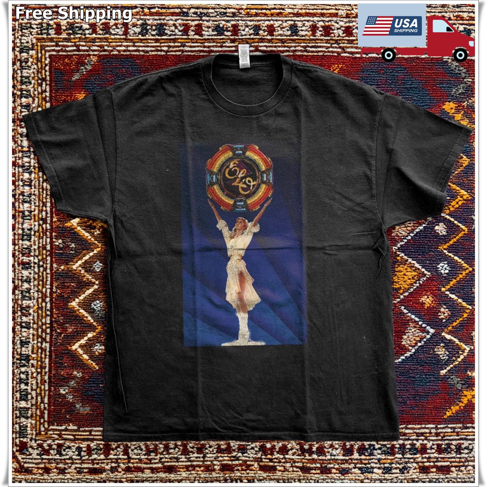 ELO Discovery Album Art Woman Spaceship T-Shirt Black Cotton T-shirt Size S-5XL XXL