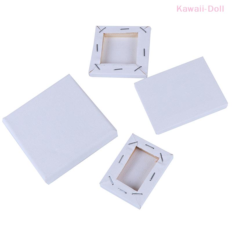 1Pcs White Blank Mini Small Dollhouse Stretched Artist Canvas Art Board Acrylic Oil Paint Dollhouse Decoration