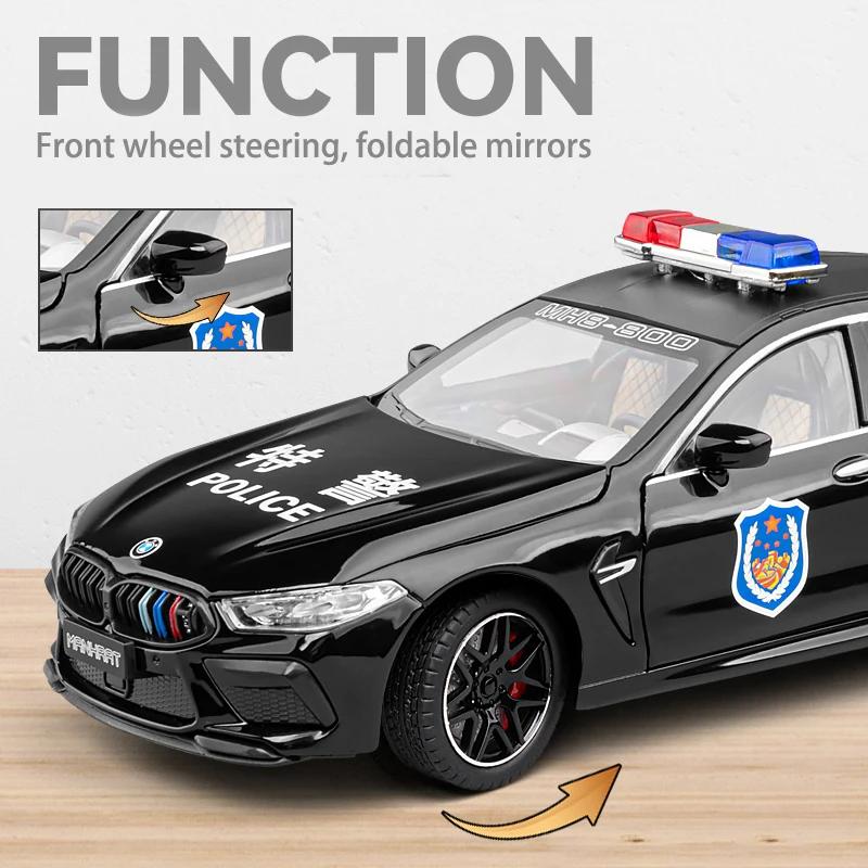 1:24 Scale M8 Police Vehicle Model Alloy Cars Toys Boys Sound Light Diecast Metal Pull Back Auto Gift Hot Wheels Collect Premium