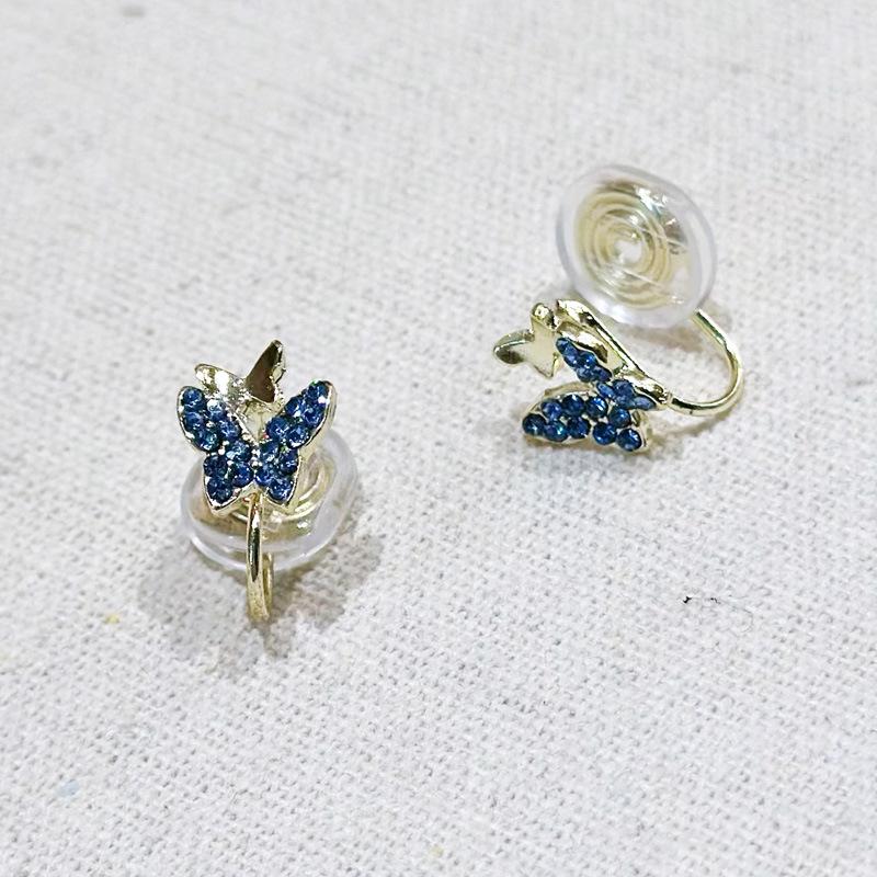 

Корейские серьги-клипсы в виде синей бабочки без проколов в виде феи