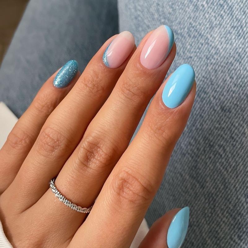 Noste Dlouhý Francouzský Ručně Dělaný Manikúrní Kousek Kamínkový Postupný Přechod Odnímatelná Nálepka na Nehty