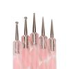 5Pcs 2 Way Nail Art Acrylic Silicone Point Flower Nail Pen Stainless Steel Dotting Tools Marbleizing Painting Pens