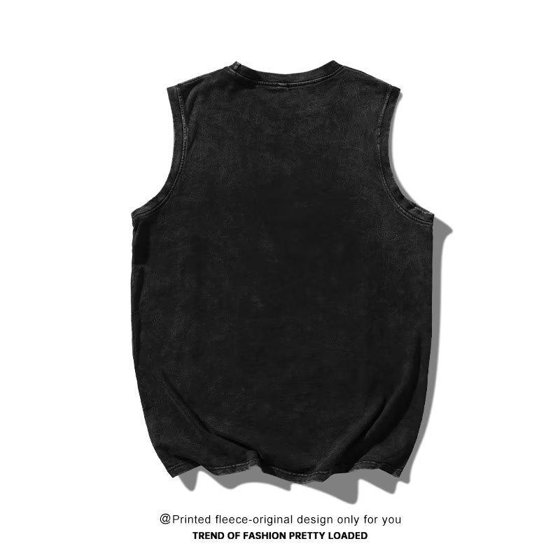 Pánské tričko s krátkým rukávem v jednobarevné úpravě s distressed efektem - Evropský a americký letní streetový styl