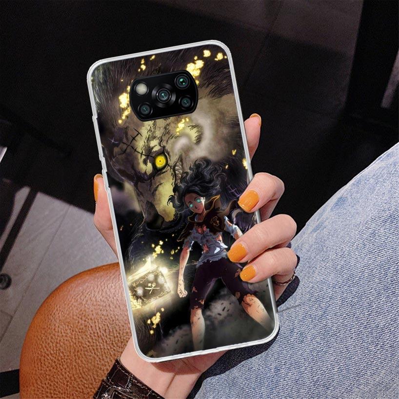 Black C-Clovers Anime Phnoe Case for Xiaomi Poco X5 X6 X7 Pro X4 Gt F7 Ultra M8 M7 Redmi 15C 15 13C 13 12C 12 Unique Cover Coque