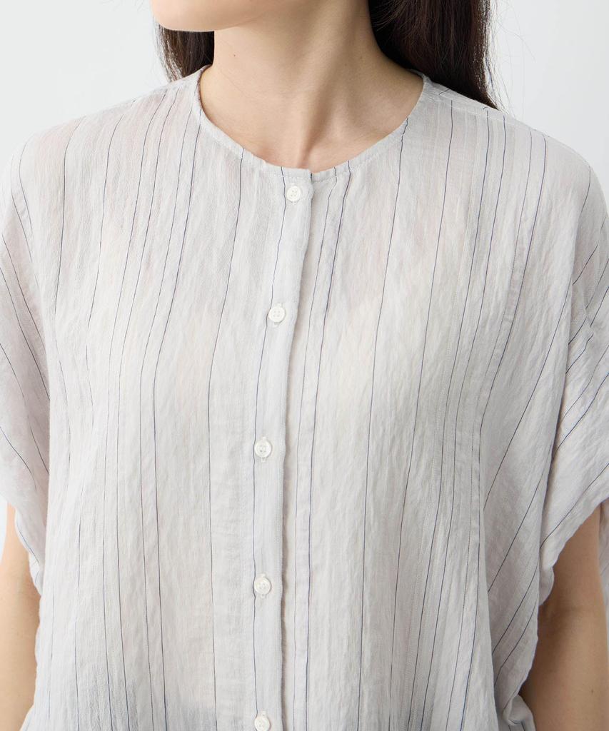AC by Alpha Cubic Sheer Stripe Size Size Gray Women's Blouse, 353794, L,