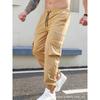 Men's Khaki Cargo Jogger Pants With Zipper Pockets
