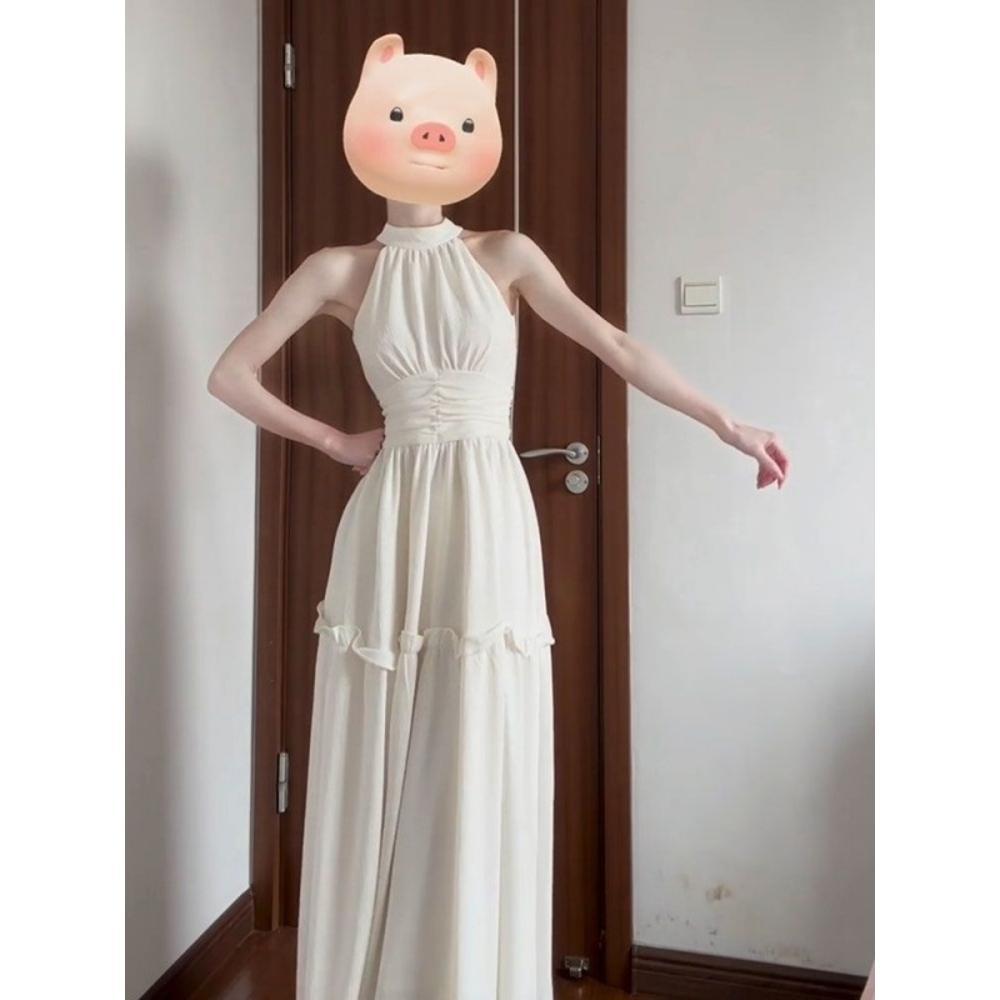 Sleeveless vest neck sling dress children's summer leisure new seaside vacation thin temperament French dress