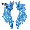 Stage Performance Costume Trim 2Pcs Embroidery Patches for Wedding Dress, Water-soluble Lace Applique, Floral Exquisite Polyester Silk Patch Motif Sew