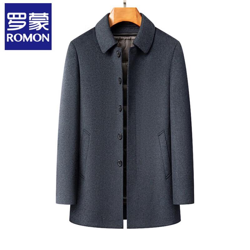 Romon Men's Wool Blend Winter Coat with Down Lining