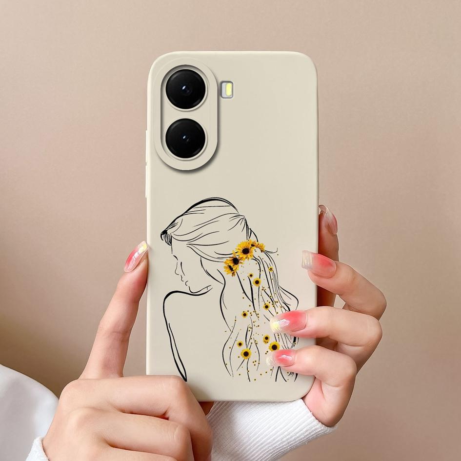 

Для Redmi 14C 14R A1 Turbo 4 A2 K70 Ultra A4 A5 13 Чохол для телефону з малюнком гарної дівчини з рідкого силікону Високоякісний Протиударний Міцний Чохол для Redmi Capa Redmi 14R 5G