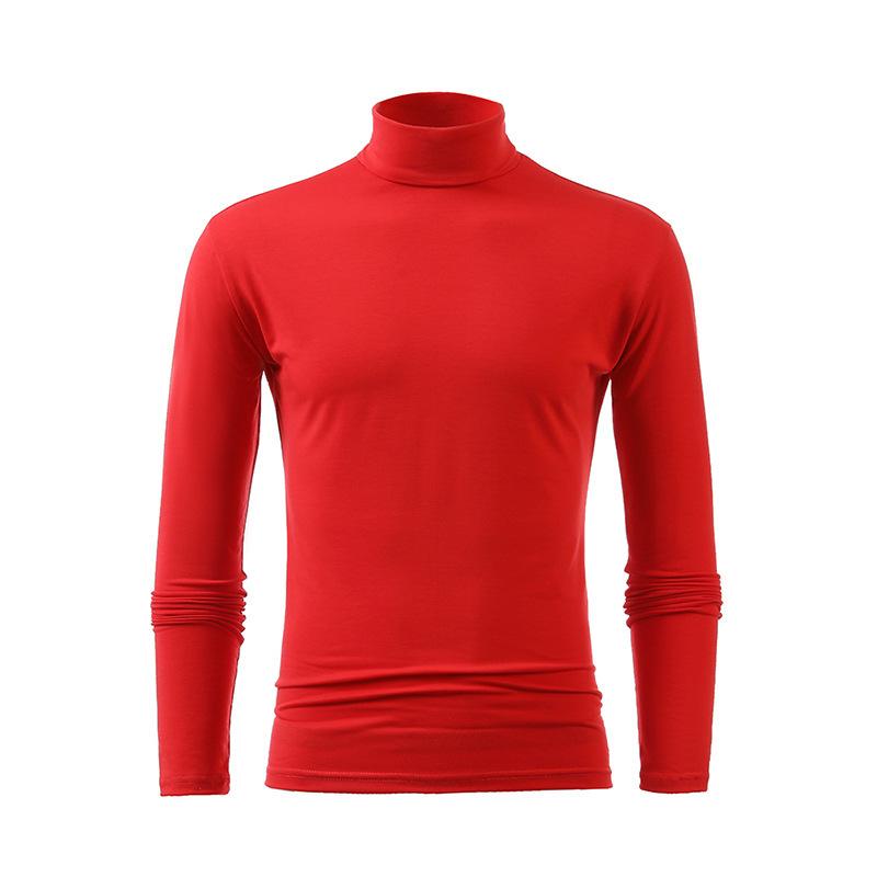 T-shirt da uomo a collo alto a maniche lunghe Sottile Monocolore Base Sottogiacca da uomo