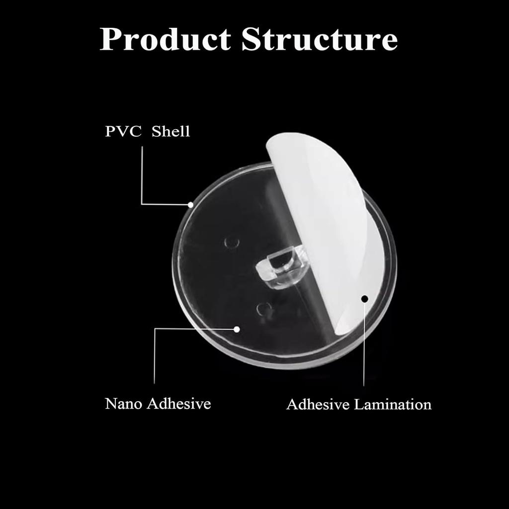 90 Pack Self Adhesive Ceiling Hooks for Hanging - Small Sticky Damage-Free No-Drill Ceiling Discs with Metal Hook, Removable Transparent Wall Hook