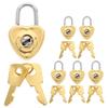 6Sets Mini Heart Padlock Zinc Alloy Vintage Decorative Lock for Diary Jewelry Box Luggage Small Cute Love Symbol Keyed Padlocks