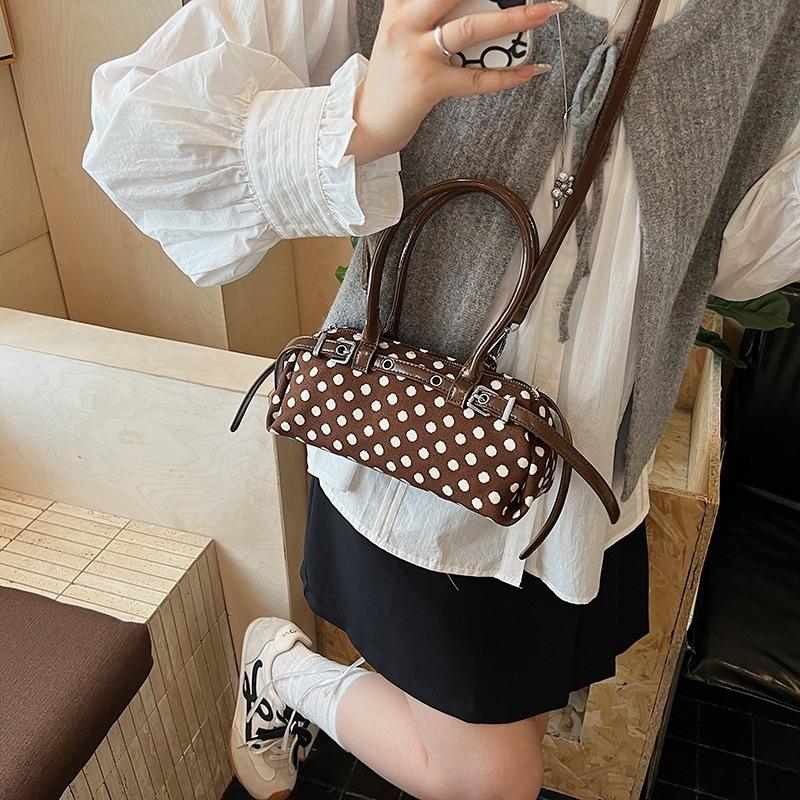 Handbag Bag Women's New Polka Dot Design Versatile Messenger Bag Fashion Casual Shoulder Bag Cylinder Bag