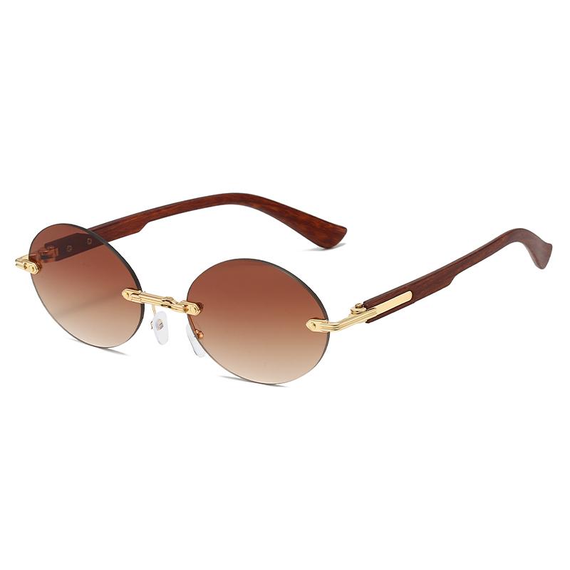Polarized Light Glasses Retro Rimless Oval Sunglasses Women Men Luxury Brand Sun Glasses Outdoor Driving Lady Man Glasses UV400