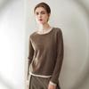 100% Cashmere Women's Slimming Color Block Two-Piece Round Neck Sweater