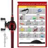 Red ML Power Long Cast Baitcasting & Spinning Rod Set with Integrated Handle