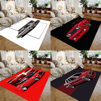 Classical Retro Racing Car Area Rug Carpet Mat for Bedroom Living Room Vintage Cars Floor Mats Home Decor Non-Slip Door Pad Rugs