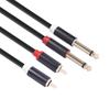 Audio Cable Shielded Gold-Plated HiFi Sound Dual RCA Male To Dual 6.35mm Male Stereo AUX Cord for Speaker Mixer Amplifier