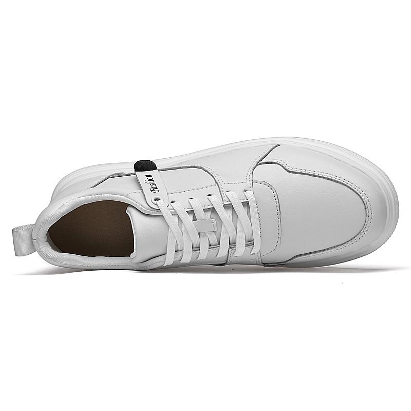 Fashion Men's Elevator Shoes Classic White Outdoor Leather Casual Walking Shoes High Quality Black Inner Height Increase 6/8cm Shoes