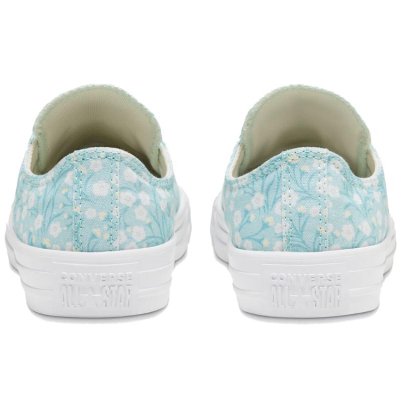 Converse Chuck Taylor All Star Floral Fabric Vintage Non-Slip Abrasion Resistant Low-Top Canvas Shoes Women's Pale Blue