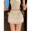 Kumikumi Sexy Style Pleated High Waist Skirt Cake Dress Women's Autumn Fashion Tape Slim Looking A- Line Skirt Skirt