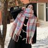 Mohair kleiner frischer karierter Schal Damen Winter hoher Sinn Koreanische Version vielseitig langer Schal warm und kalt mit Mantel