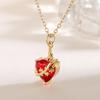 Fashion Gold Color Chain Red Crystal Heart Pendant Necklaces for Women Girls Valentine's Day Birthday Gifts High Quality