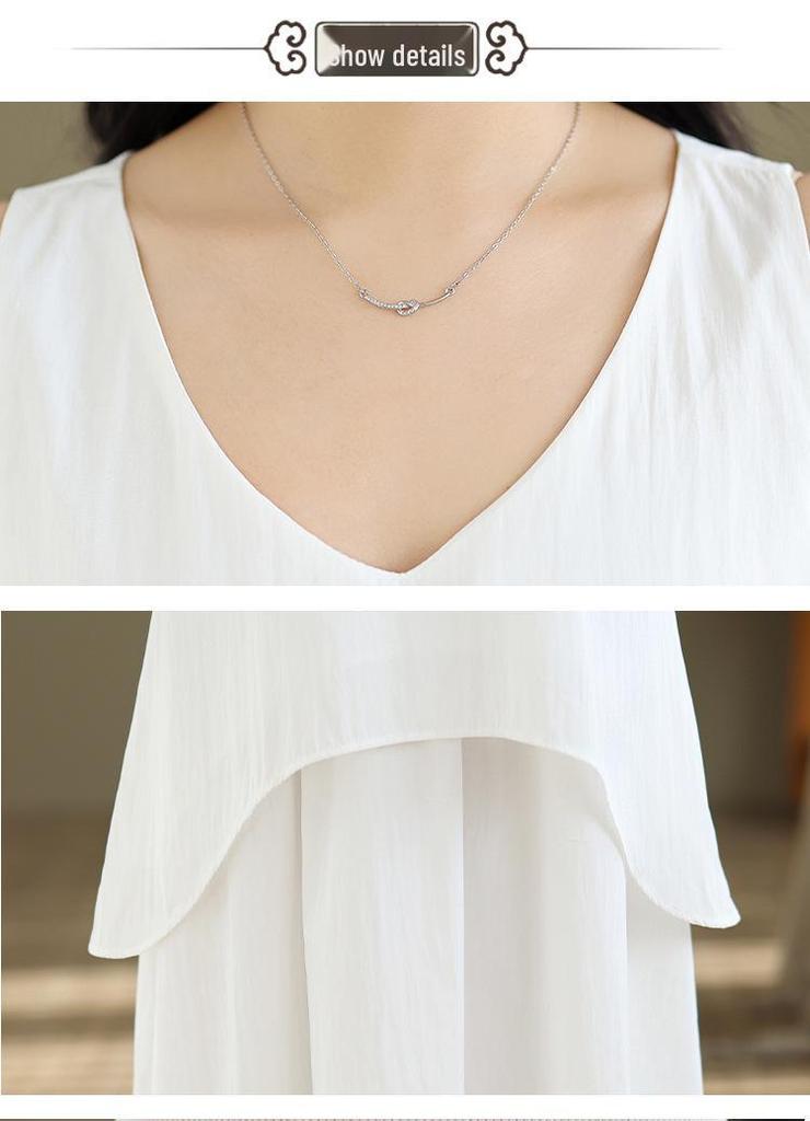 Women's High-End White Sleeveless Suit Dress - Loose Vest & Irregular Skirt Two-Piece Set