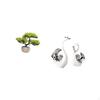 Artificial Bonsai Tree Greenery Collection Faux Plant Pot Centerpieces Swan Figurines Living Room